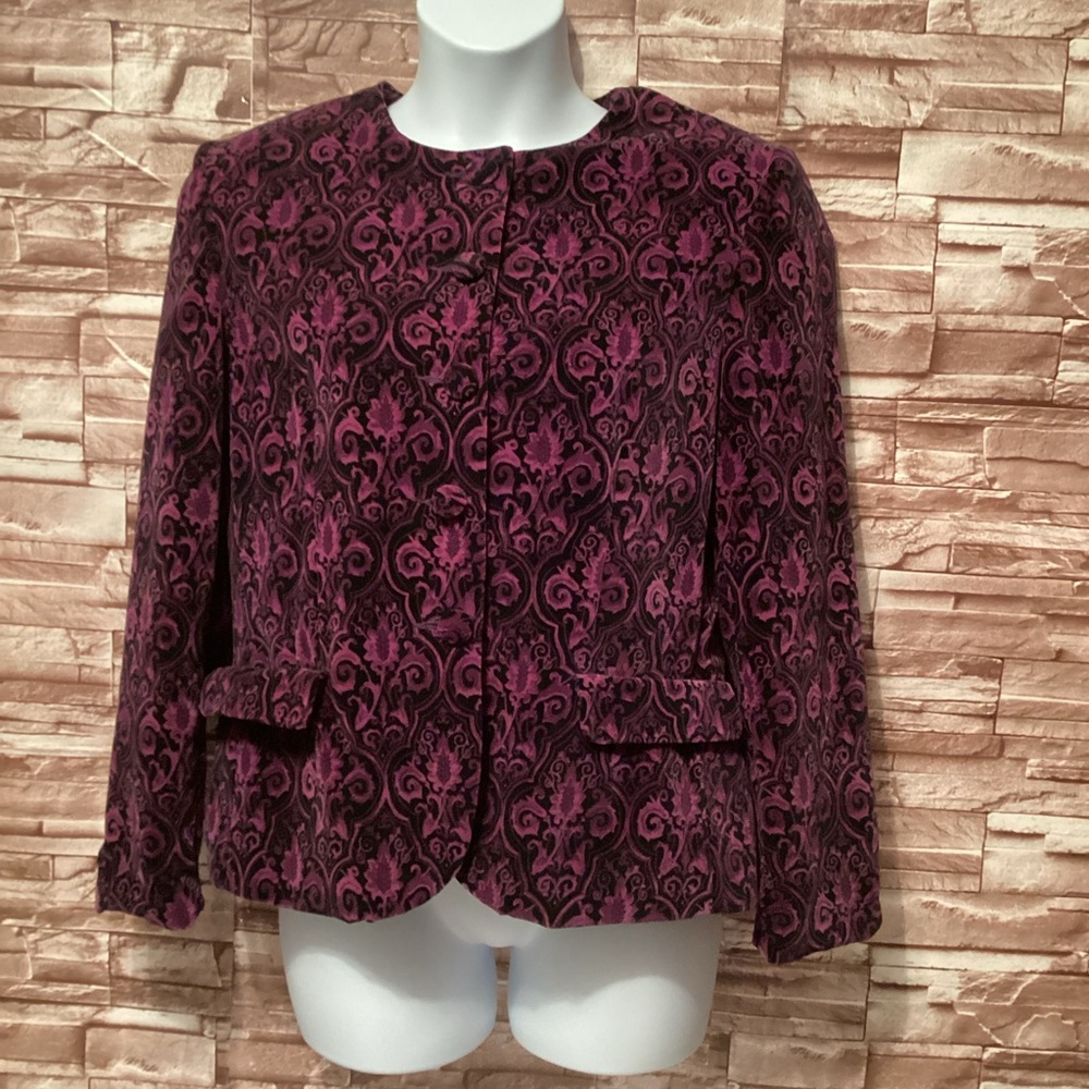 Karen Scott Chic Purple Patterned Jacket 14